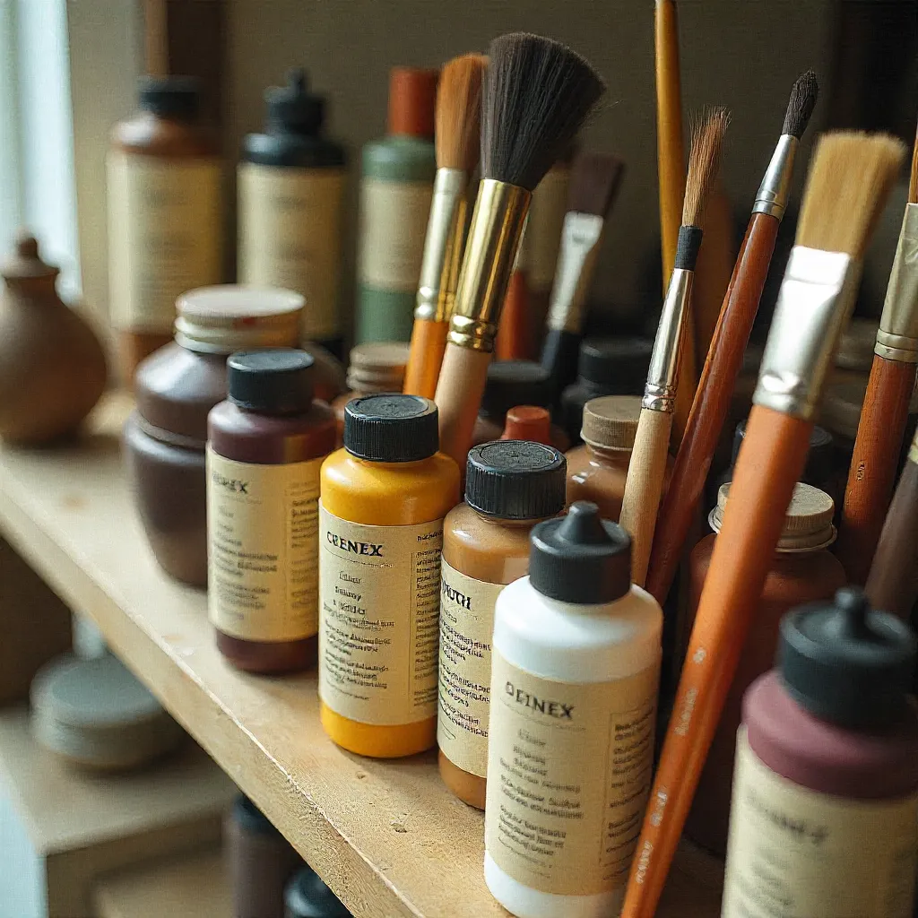 Earth-based ochre pigment samples in various shades